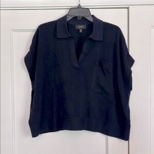 Banana Republic Factory Over-Sized Johnny Collar Sweater in Navy